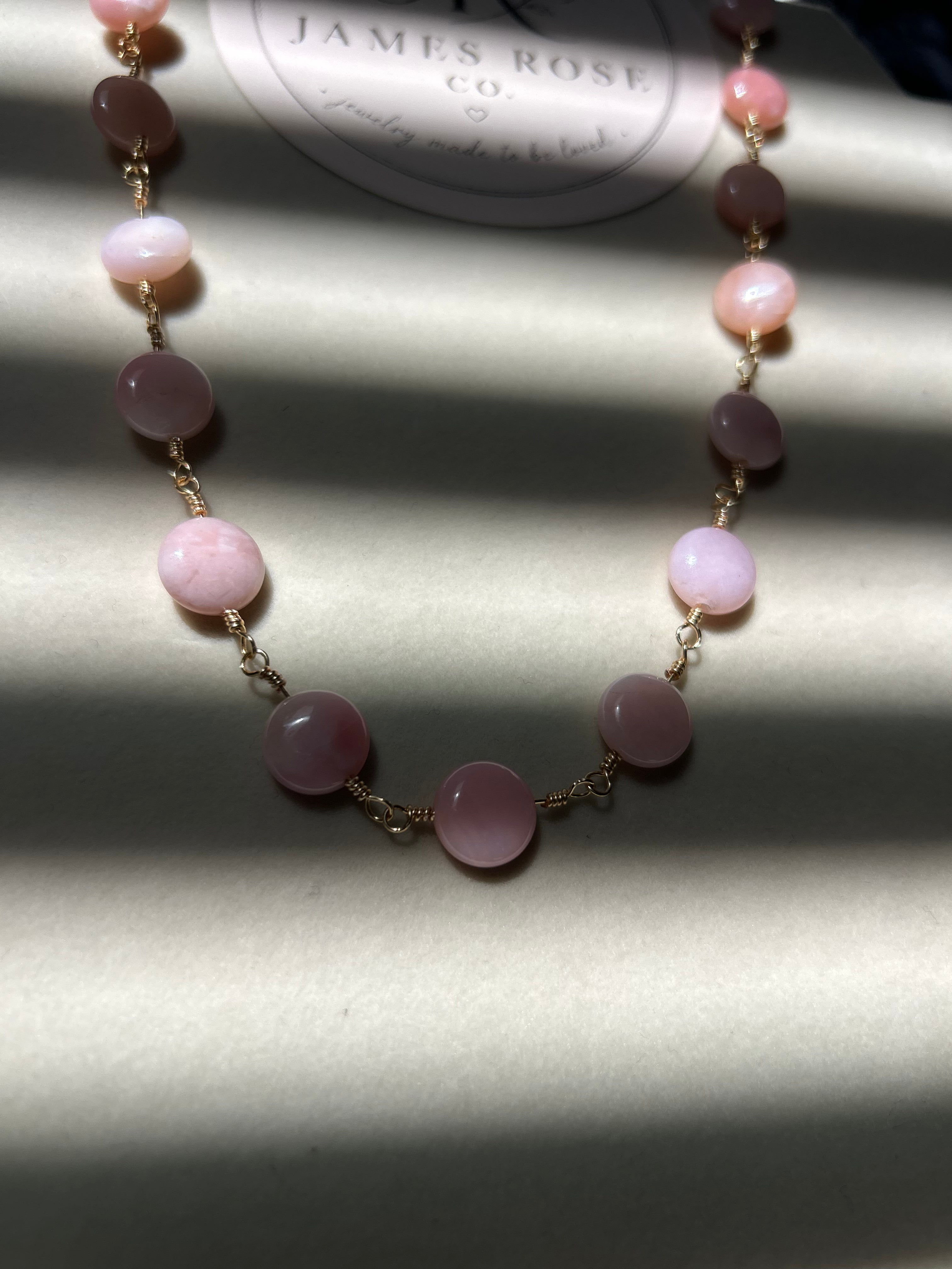 Pink opal necklace