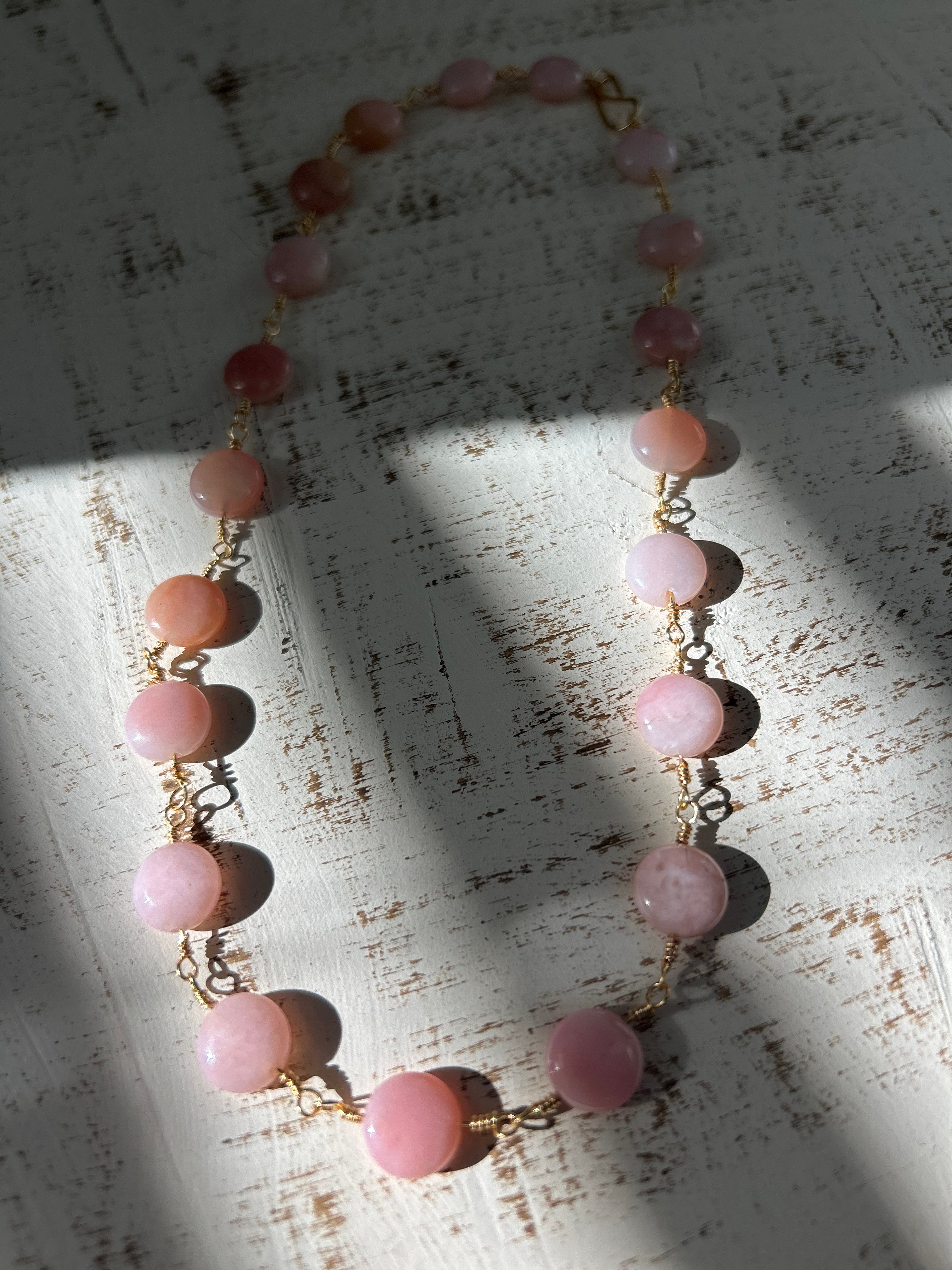 Pink opal necklace