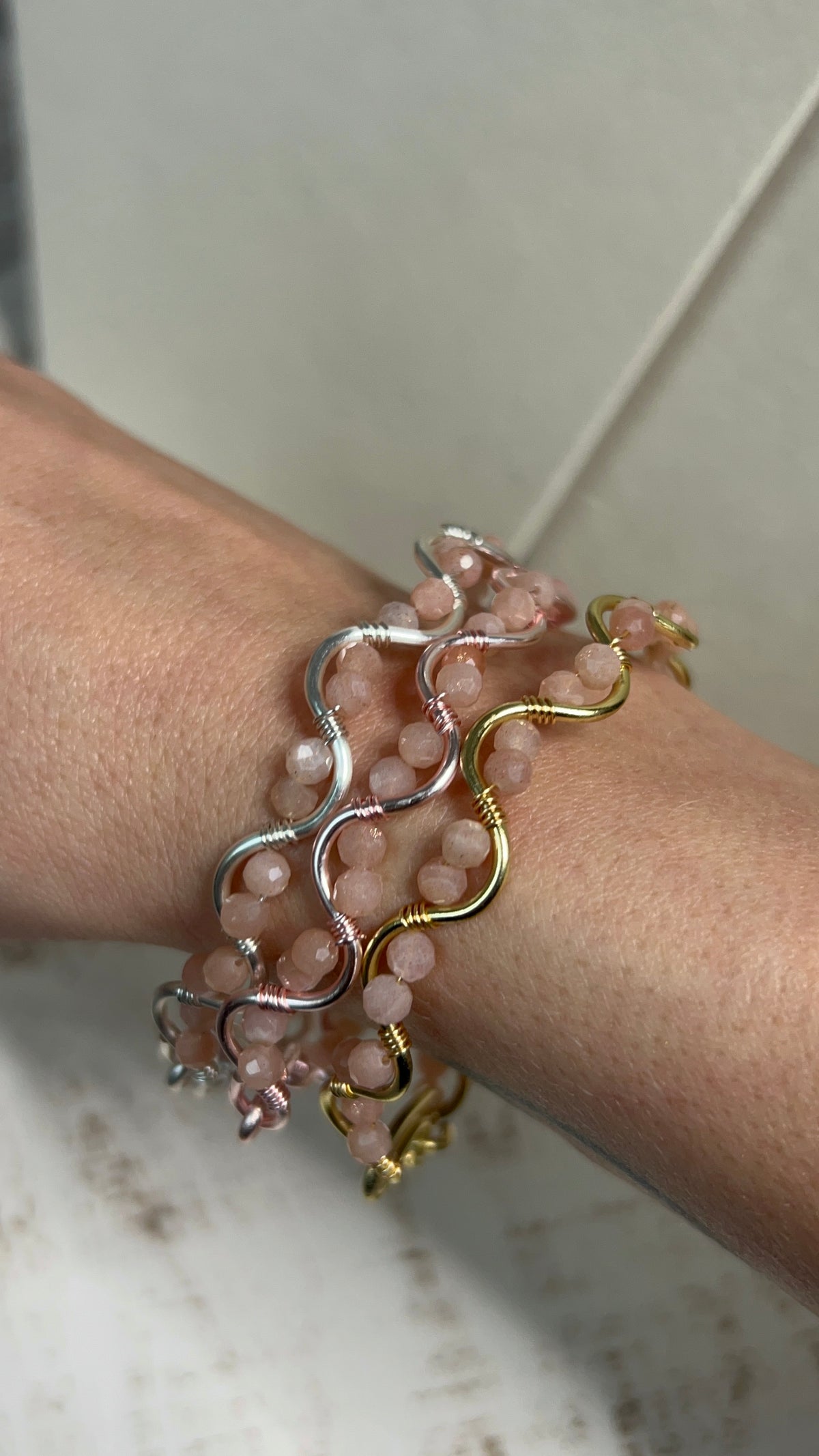 The Peach Moonstone Twist Bracelet