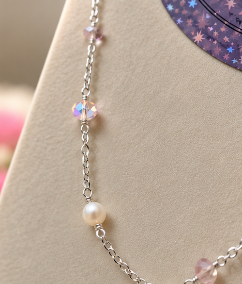 Blush Sparkle and Pearl Necklace