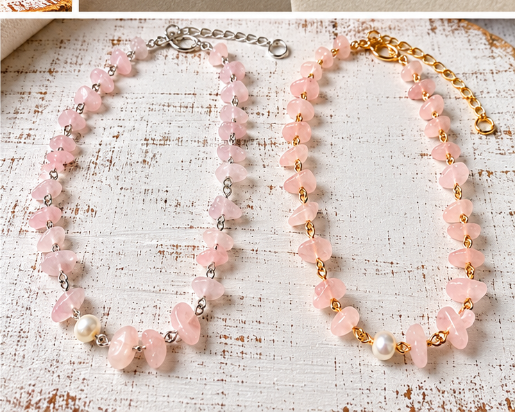 Rose Quartz and Freshwater Pearl Necklace